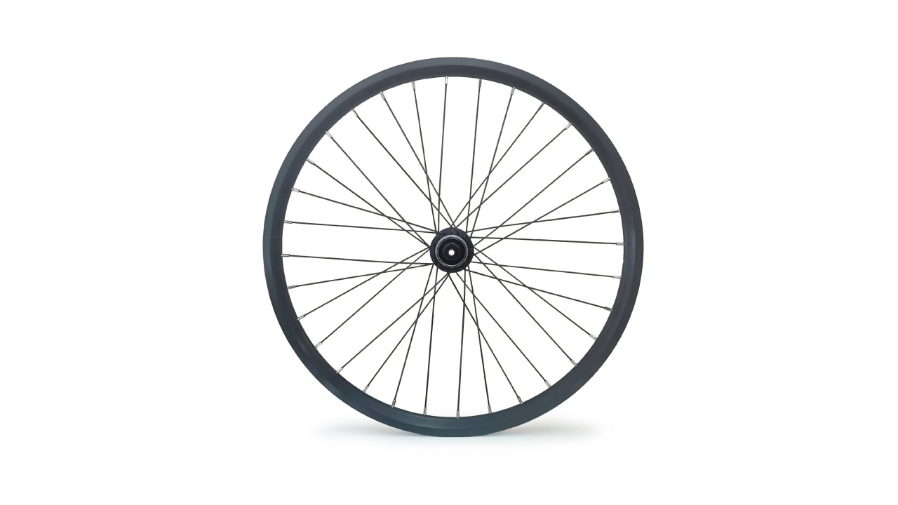 Roue avant pour Verge D9, noir moyeu Shimano 100 mm Roue avant pour Verge D9, noir moyeu Shimano 100 mm
